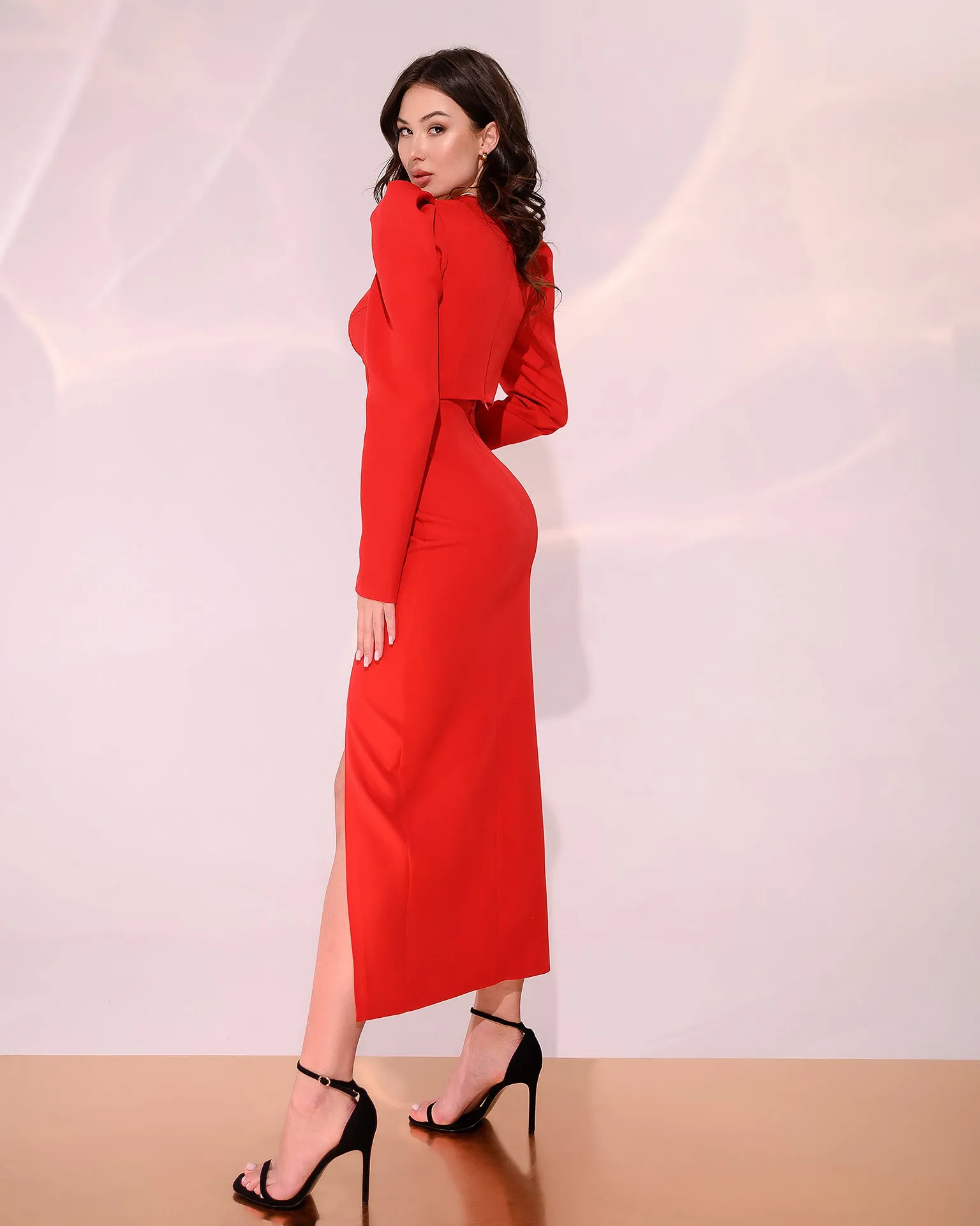 Red Sweetheart Top & Midi Skirt 2-Piece Set