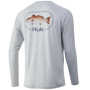 Redfish Pursuit Long Sleeve Performance T Shirt- Glacier