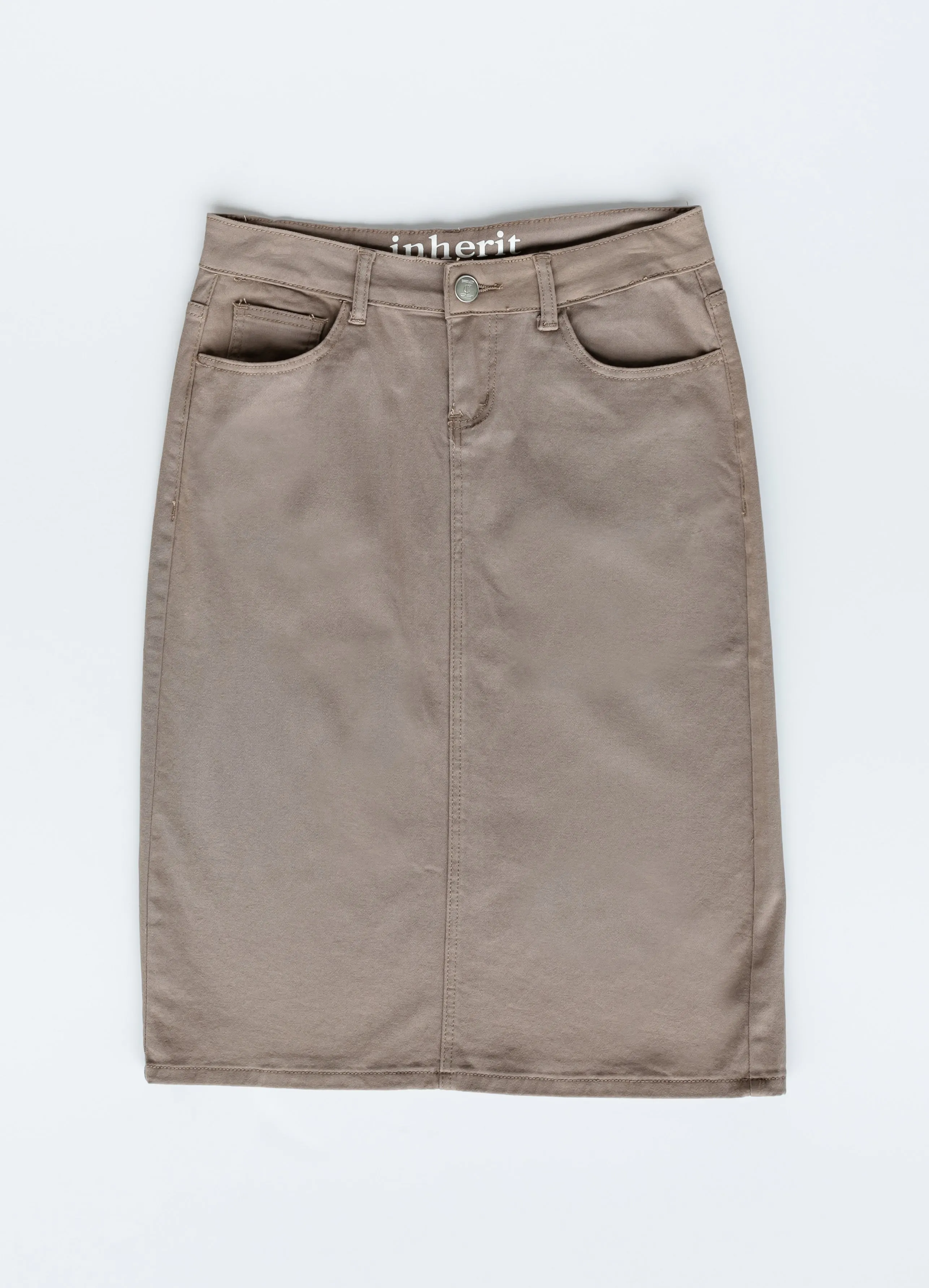 Remi Desert Taupe Denim Midi Skirt - FINAL SALE