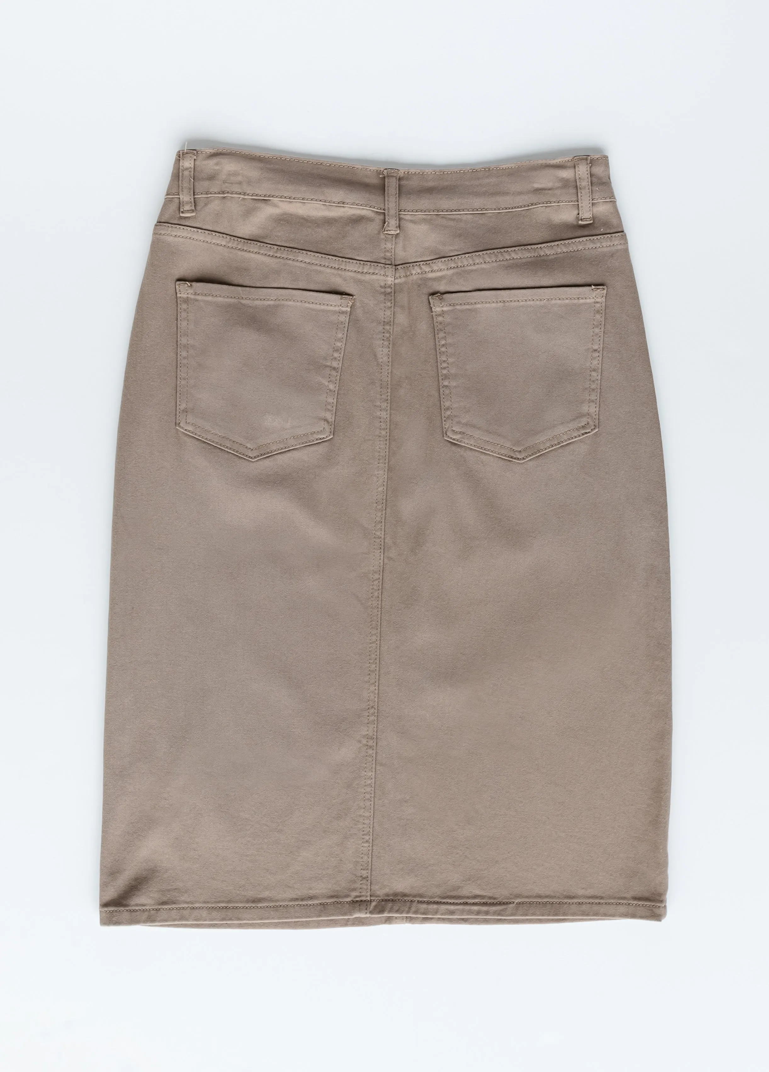 Remi Desert Taupe Denim Midi Skirt - FINAL SALE