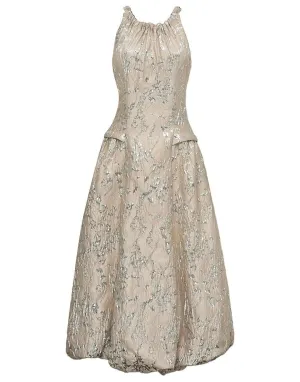 Remi Metallic Matelasse Bubble Skirt Midi Dress