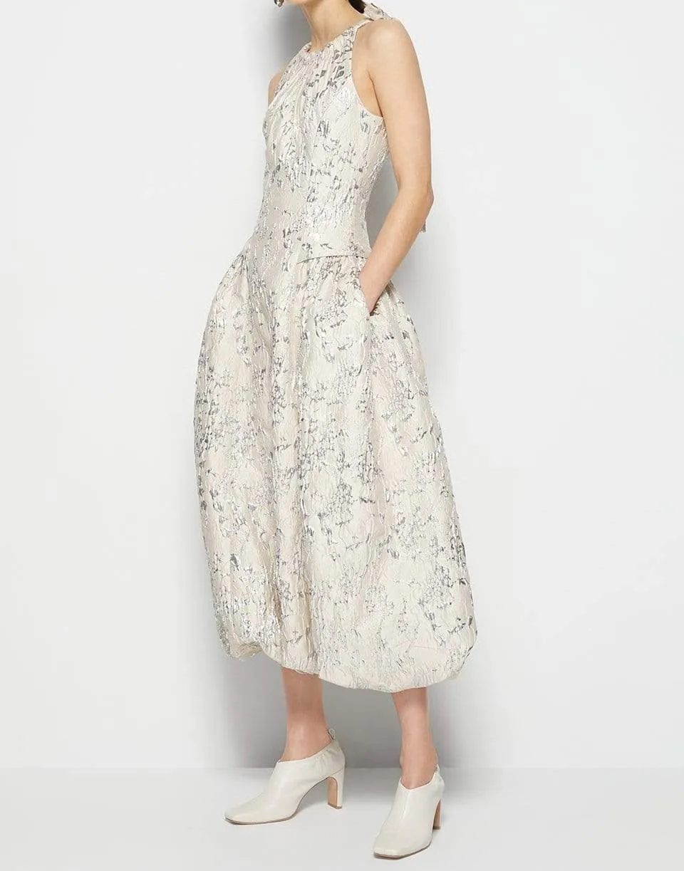 Remi Metallic Matelasse Bubble Skirt Midi Dress