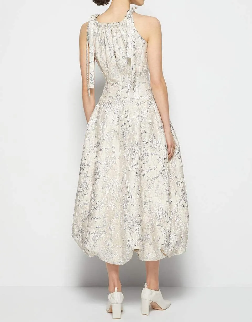 Remi Metallic Matelasse Bubble Skirt Midi Dress