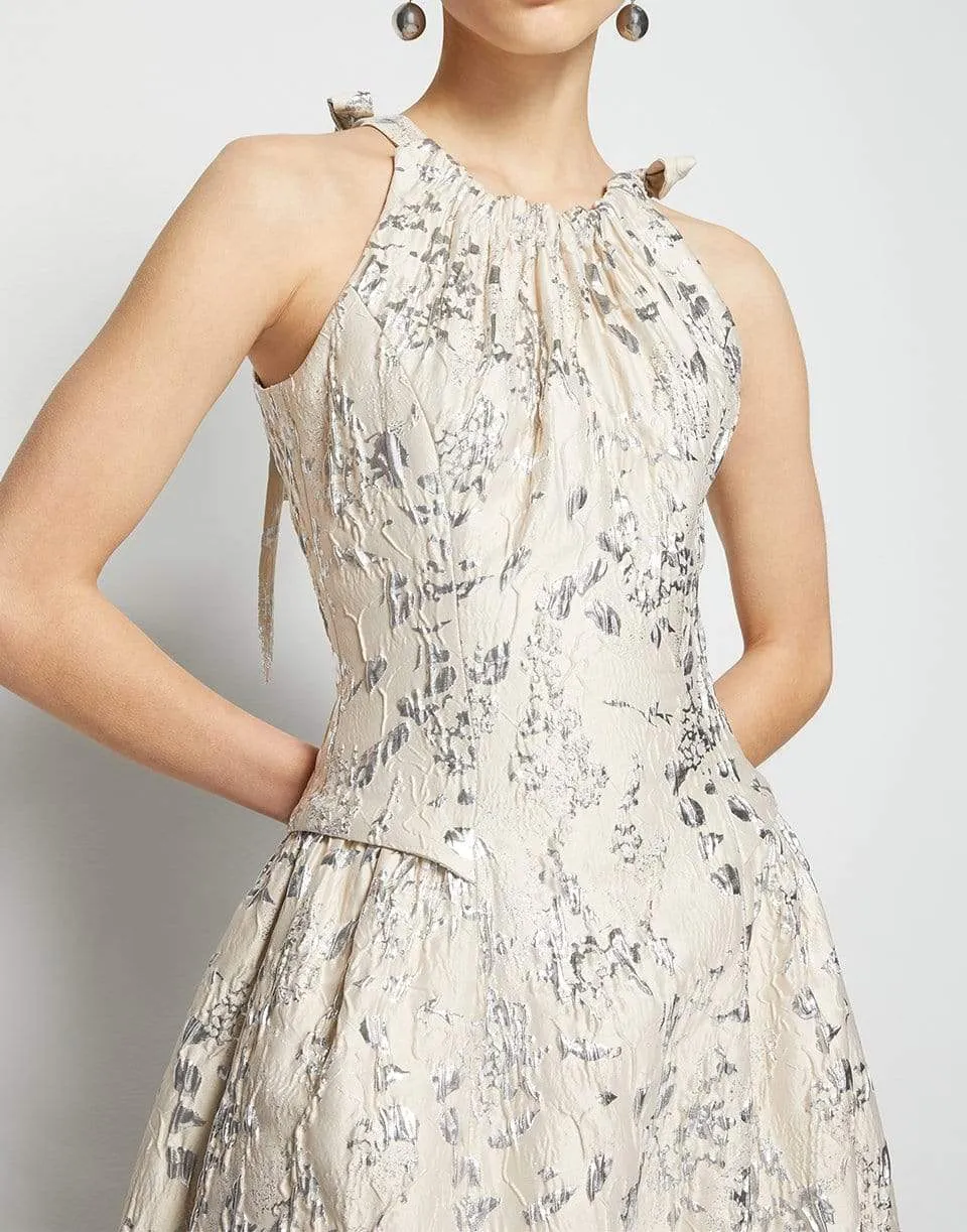 Remi Metallic Matelasse Bubble Skirt Midi Dress