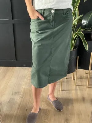 Remi Olive Branch Midi Skirt 29 inches long