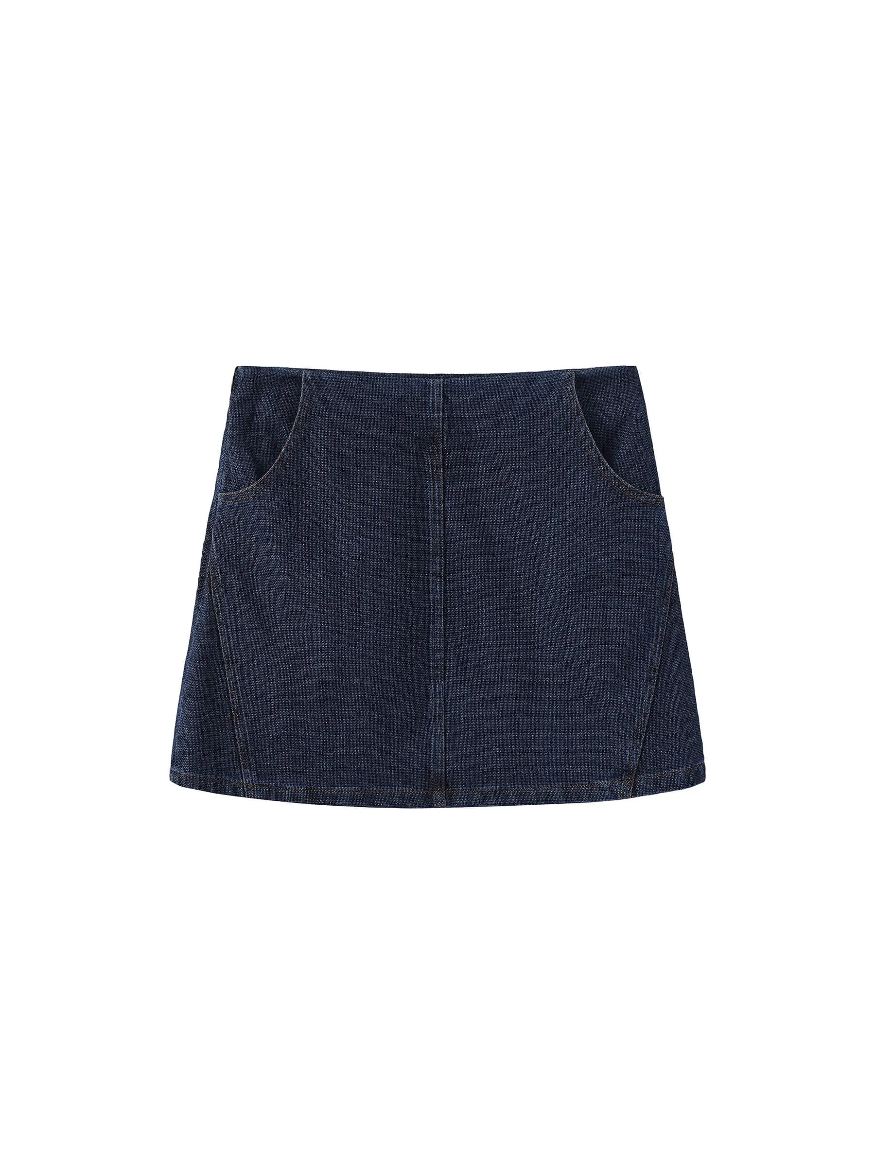 Retro A-line Denim Skirt without Waistband