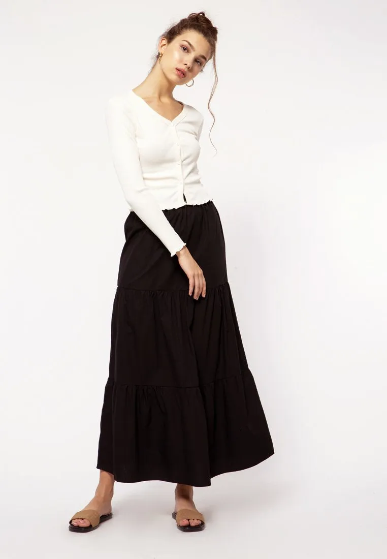 Ribbed Crop Top with Buttons
