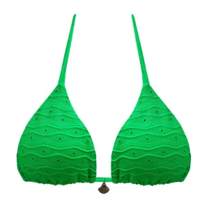 Ribbed Green Brazilian Triangle Bikini Top