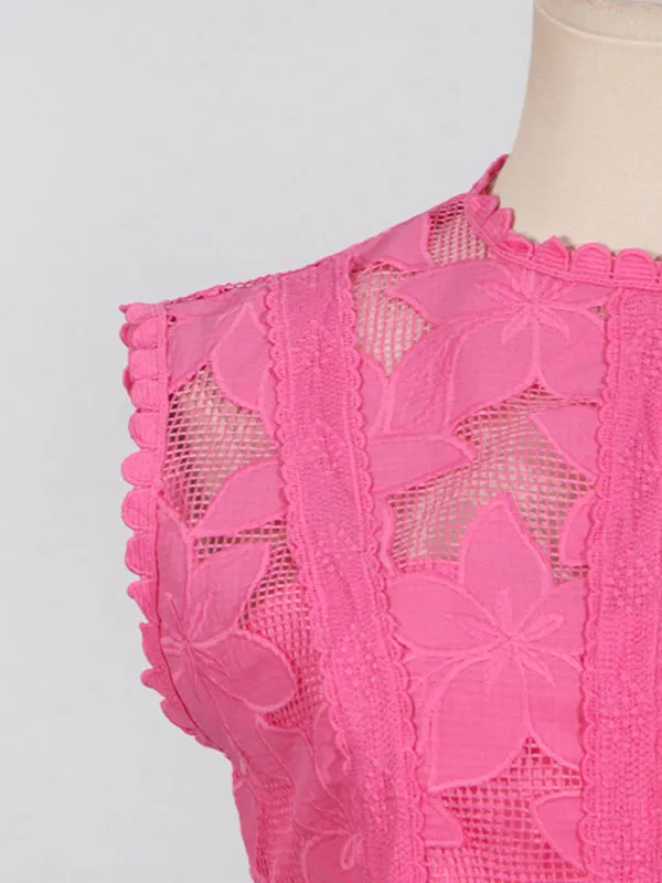 Romantic Lace Crop Top and A-Line Midi Skirt Set