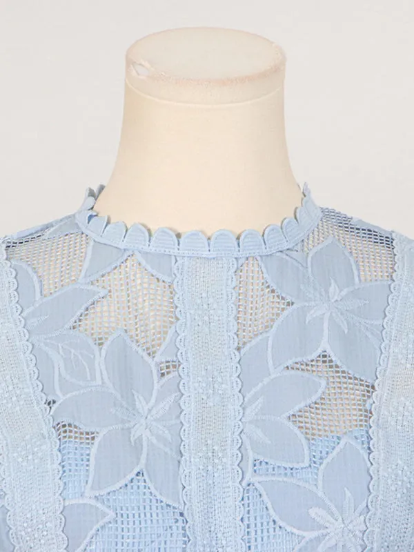 Romantic Lace Crop Top and A-Line Midi Skirt Set