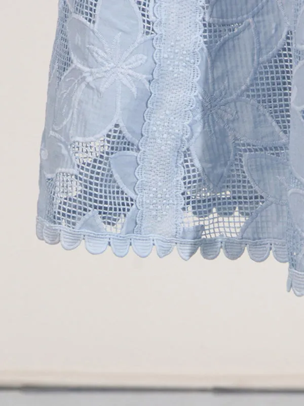 Romantic Lace Crop Top and A-Line Midi Skirt Set