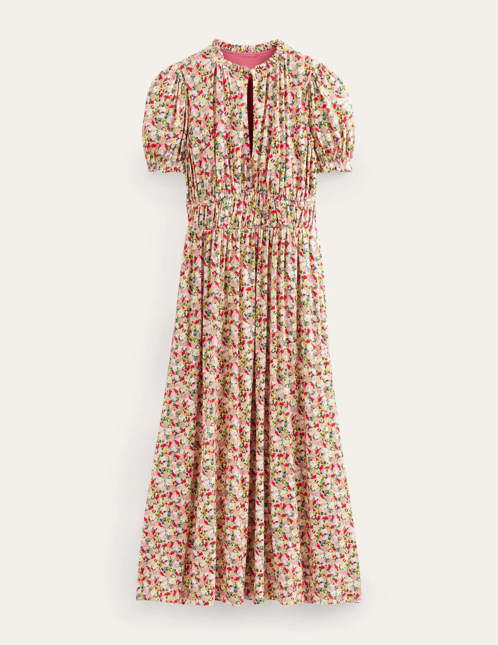 Rosanna Jersey Midi Tea Dress-Multi, Painterly Floret