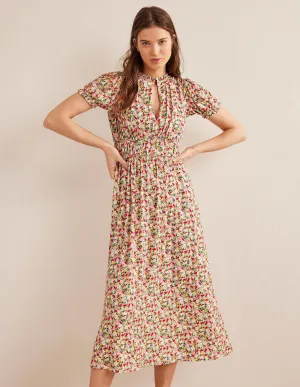 Rosanna Jersey Midi Tea Dress-Multi, Painterly Floret