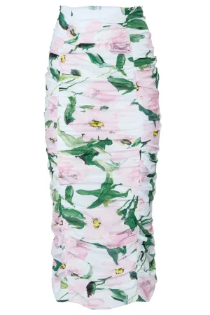Ruched Midi Pencil Skirt