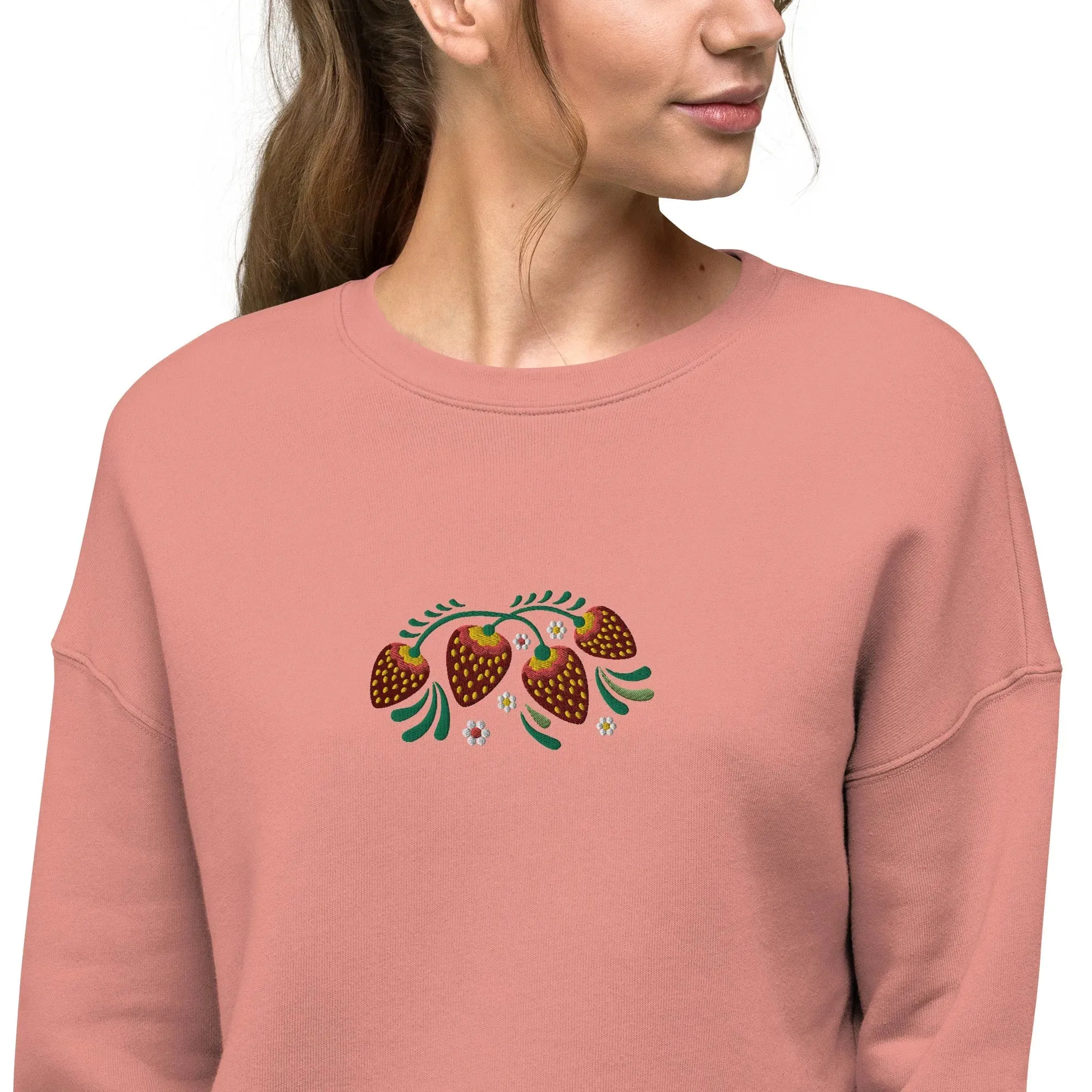 Russian Khokhloma Embroidered Cropped Sweatshirt
