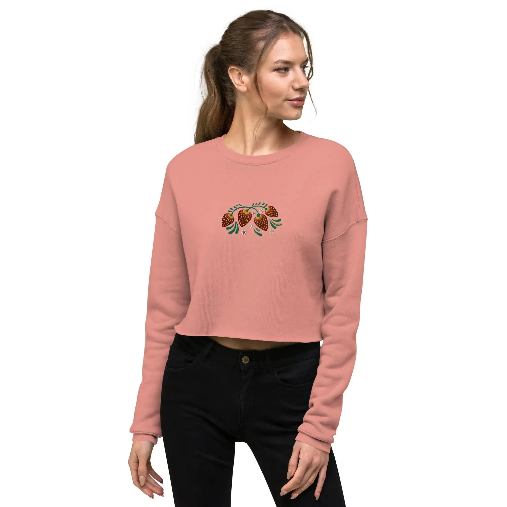 Russian Khokhloma Embroidered Cropped Sweatshirt
