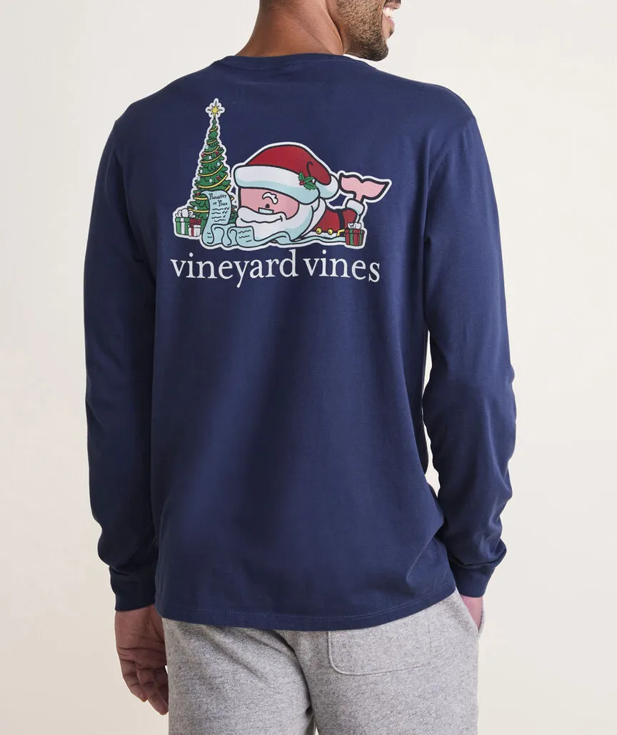 Santas List Whale Long Sleeve Pocket Tee in Nautical Navy by Vineyard Vines