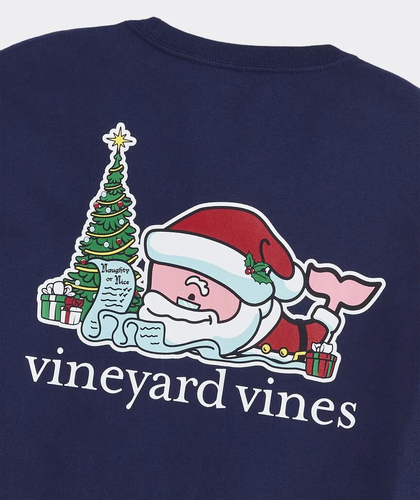 Santas List Whale Long Sleeve Pocket Tee in Nautical Navy by Vineyard Vines