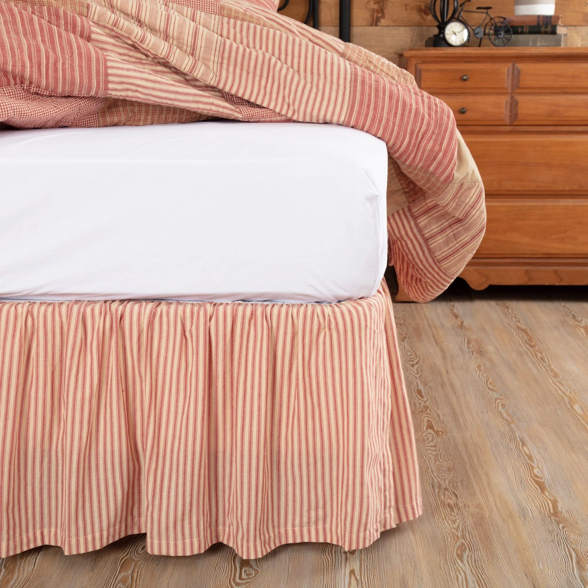 Sawyer Mill Red Ticking Stripe Quilted Coverlet Bundle
