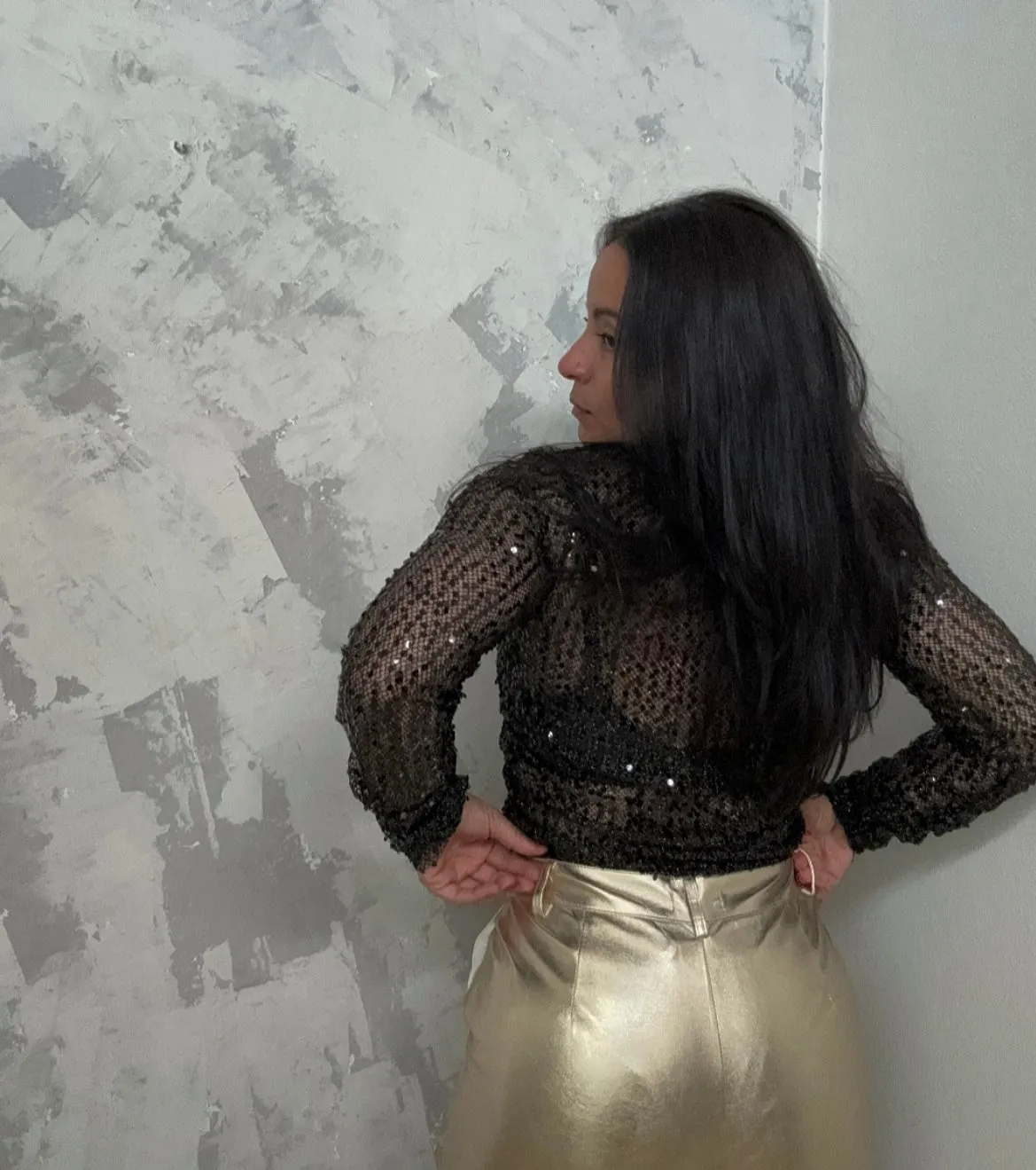 Sequin Fishnet Top
