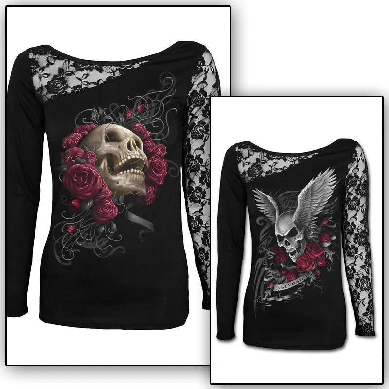 Sexy Skull Print Long Sleeve Tee Shirt