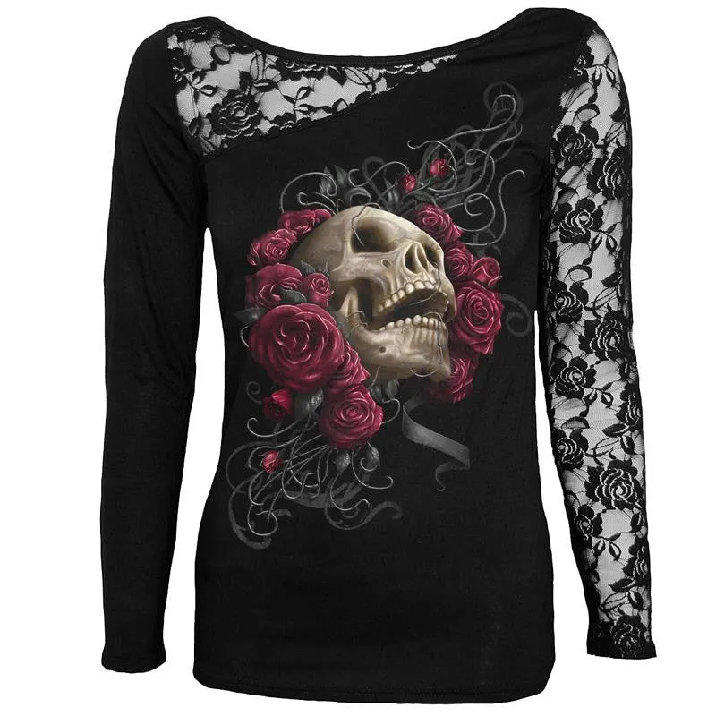 Sexy Skull Print Long Sleeve Tee Shirt