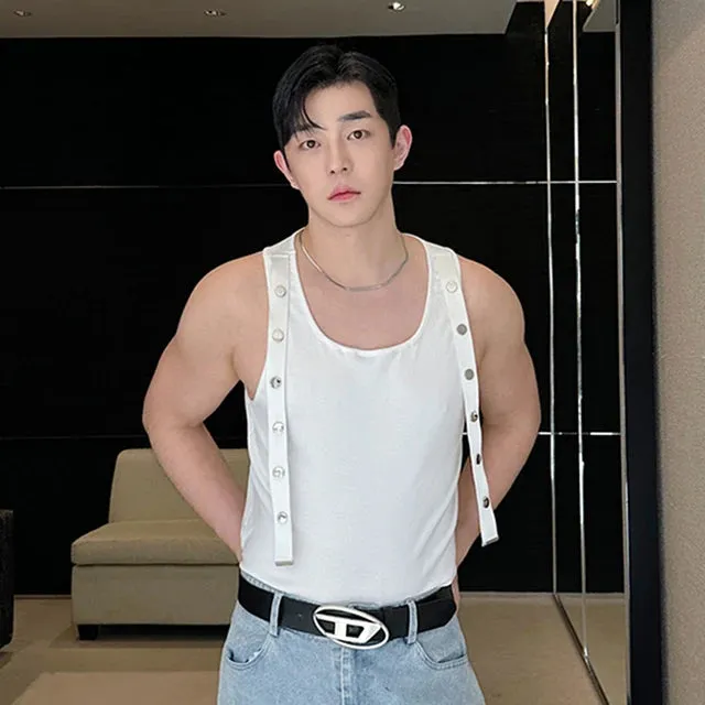 Silver Buckle Strap O-Neck Tank Top