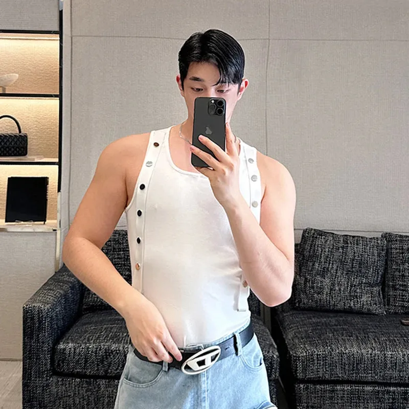 Silver Buckle Strap O-Neck Tank Top
