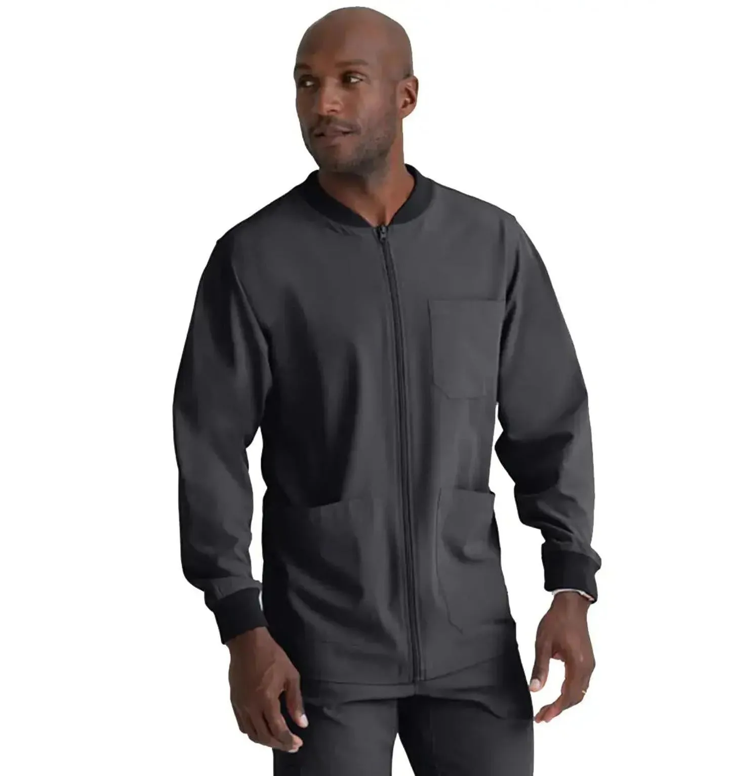 SKECHERS™ by Barco Structure 3-Pocket Crewneck Warmup Scrub Jacket-XL