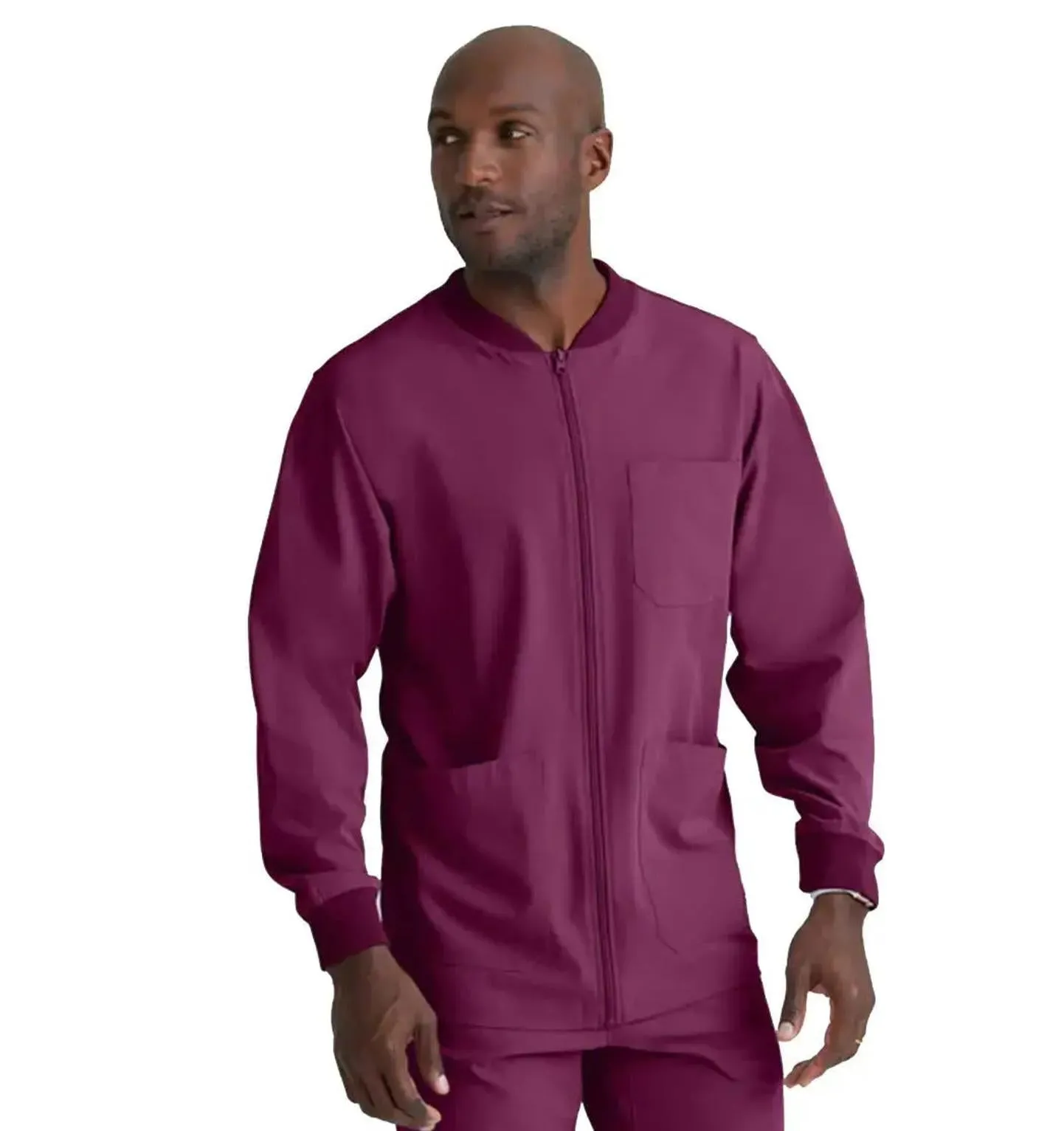 SKECHERS™ by Barco Structure 3-Pocket Crewneck Warmup Scrub Jacket-XL