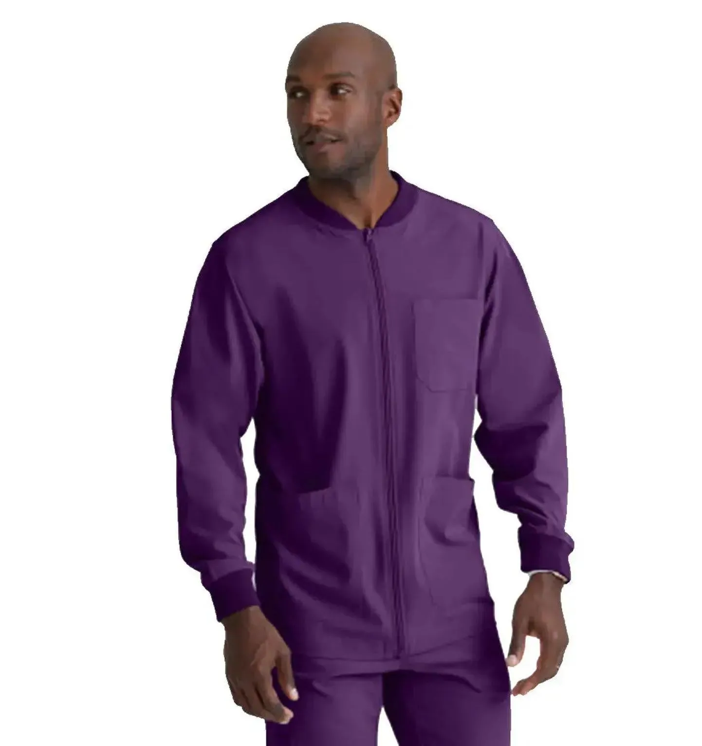 SKECHERS™ by Barco Structure 3-Pocket Crewneck Warmup Scrub Jacket-XL