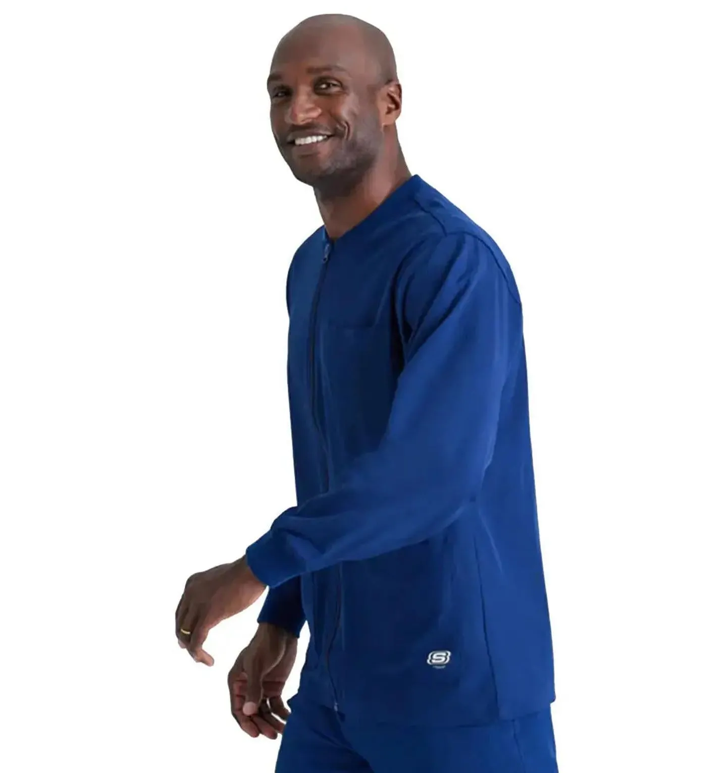 SKECHERS™ by Barco Structure 3-Pocket Crewneck Warmup Scrub Jacket-XL