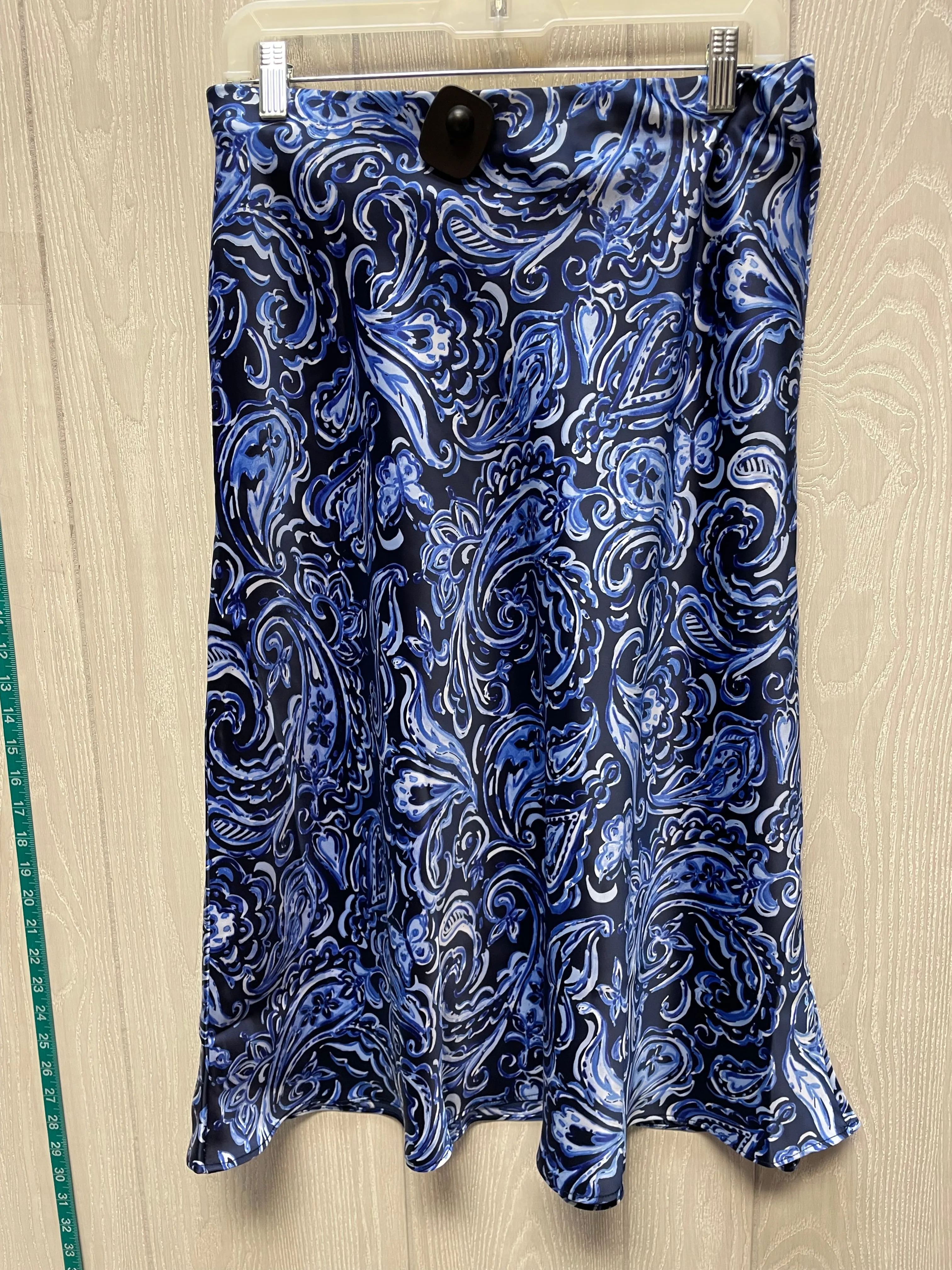 Skirt Midi By Talbots In Black & Blue, Size: 10