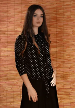 Sportchic Metallic Dots Tie Front Top