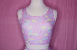 Starry Party Purple Crop Top [Made To Order]