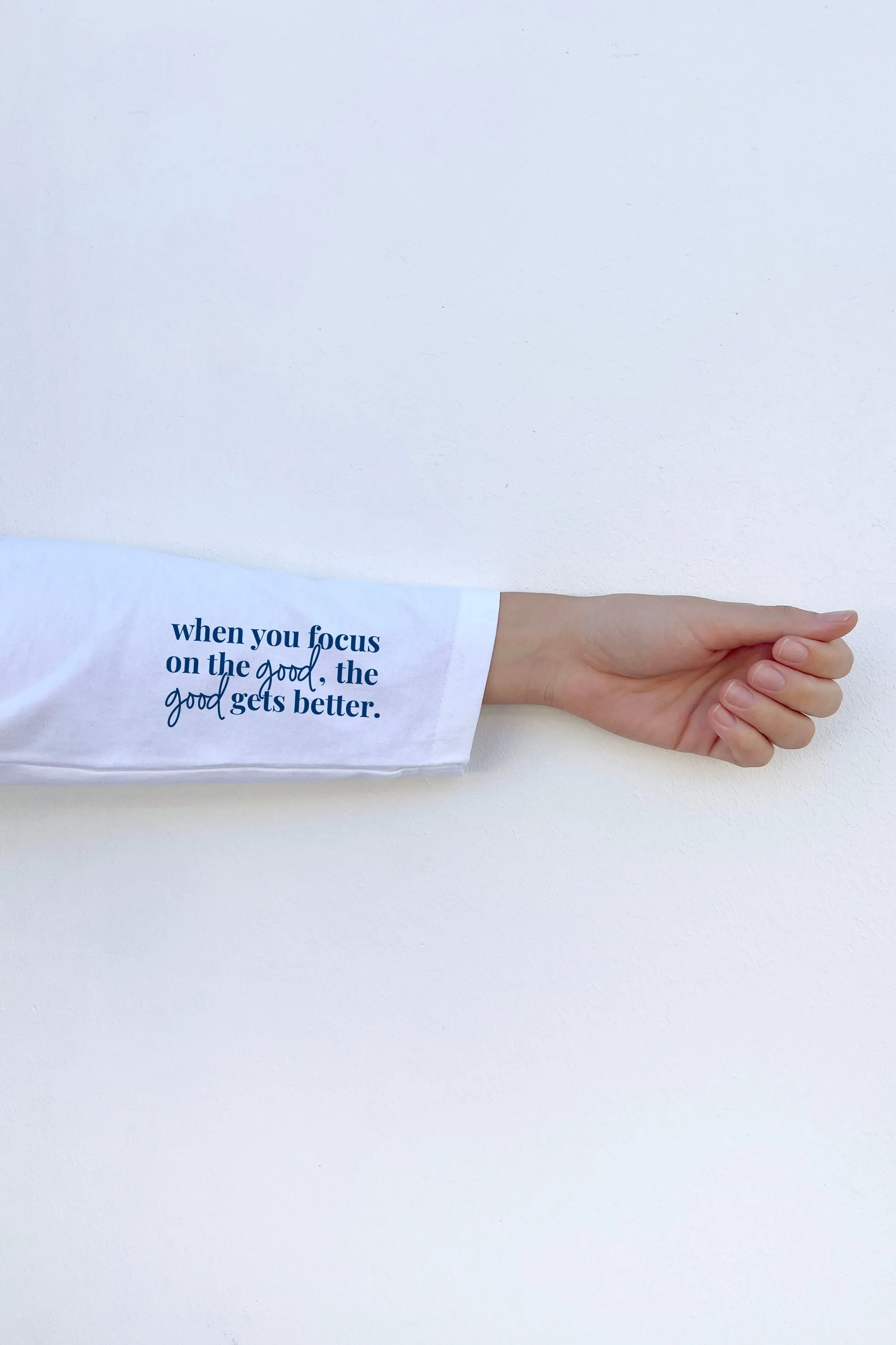 Stay Positive Note Long Sleeve T-Shirt White