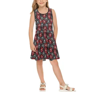 Steamboat Mickey And Minne Cards Girls' Sleeveless Sundress