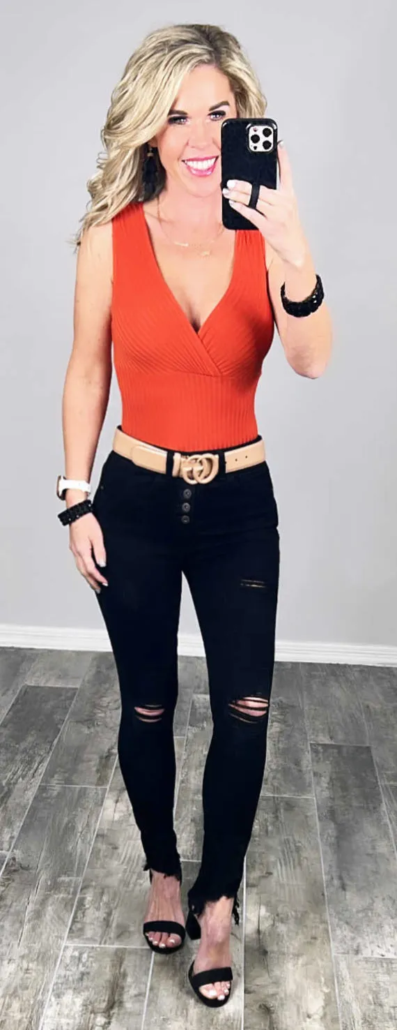 Stole Your Heart Bodysuit - Rust