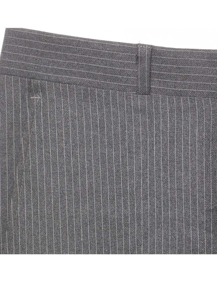 Striped Pattern Grey Straight-FitTrousers - W30 L28