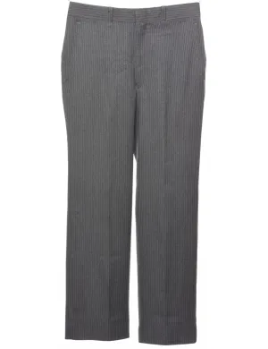 Striped Pattern Grey Straight-FitTrousers - W30 L28
