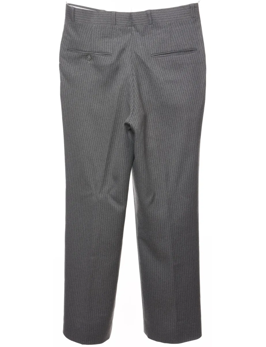 Striped Pattern Grey Straight-FitTrousers - W30 L28