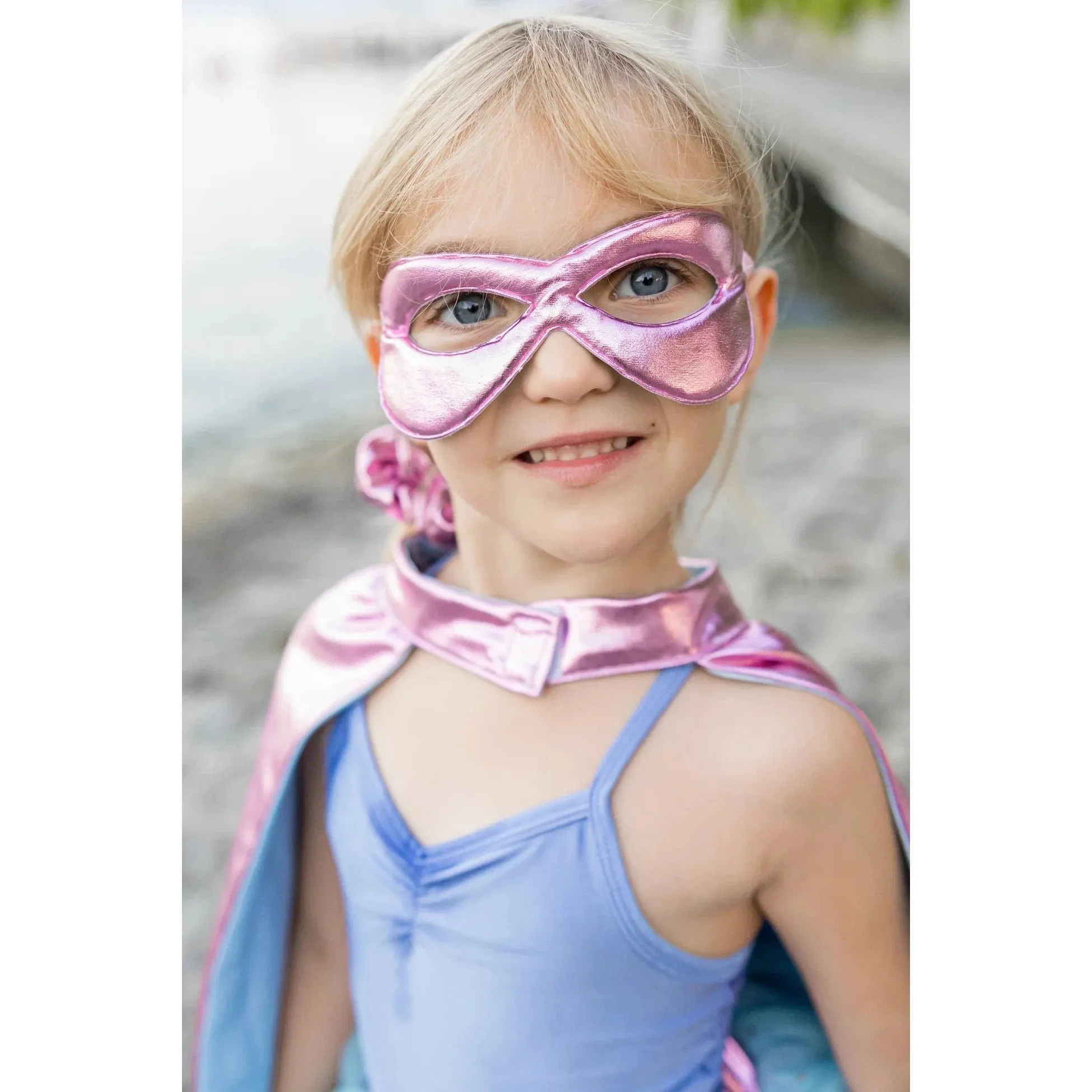 super duper tutu cape mask - metallic pink light blue