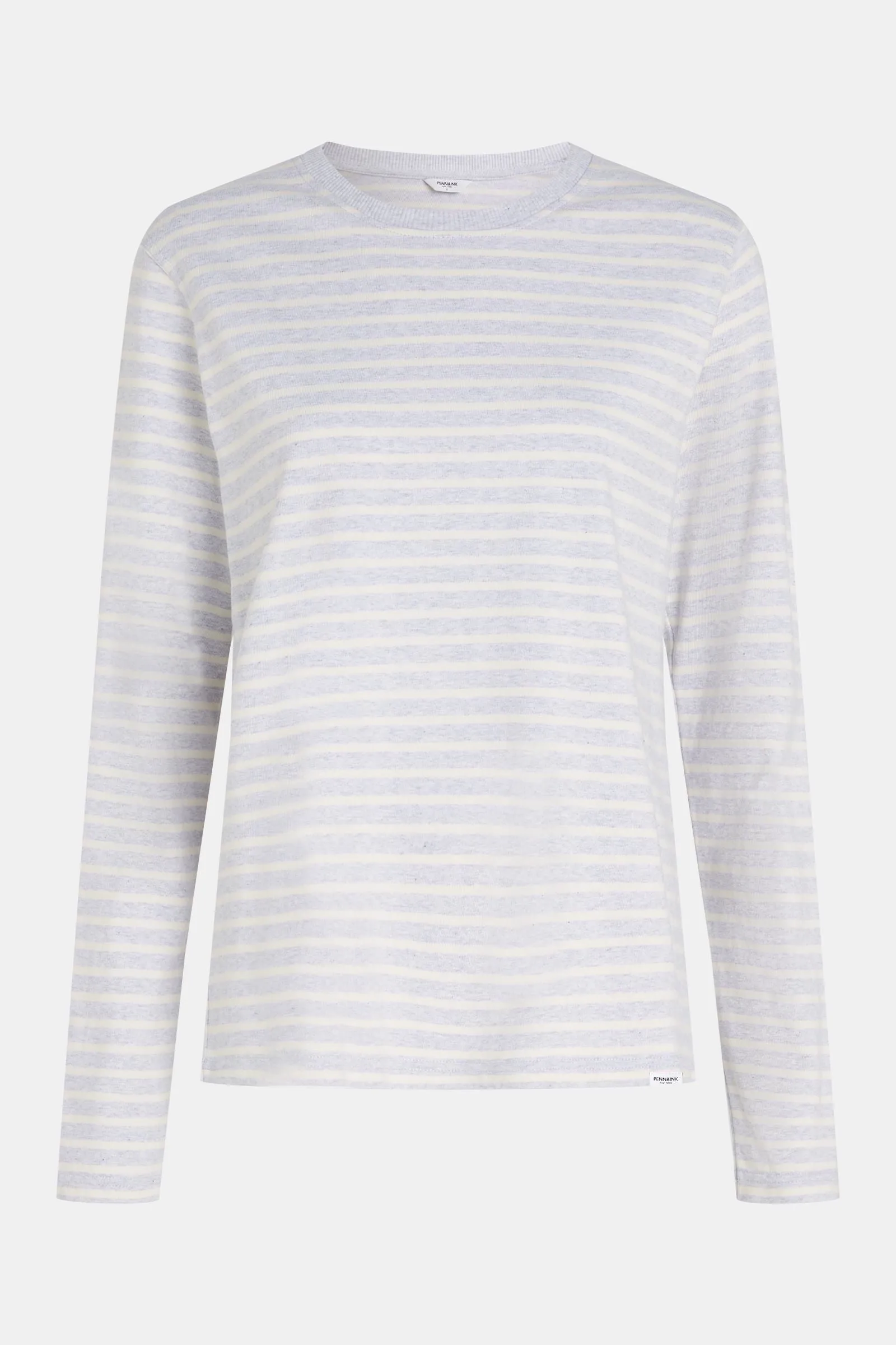 SWEATER STRIPE (W24F1517) LIGHT GREY MELANGE - ECRU