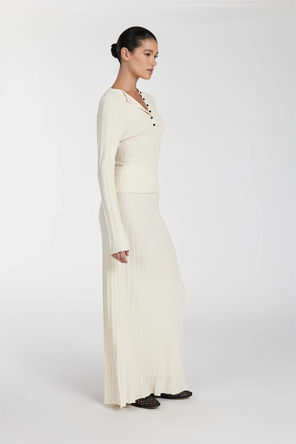 SYLVIA CREAM KNIT MIDI SKIRT