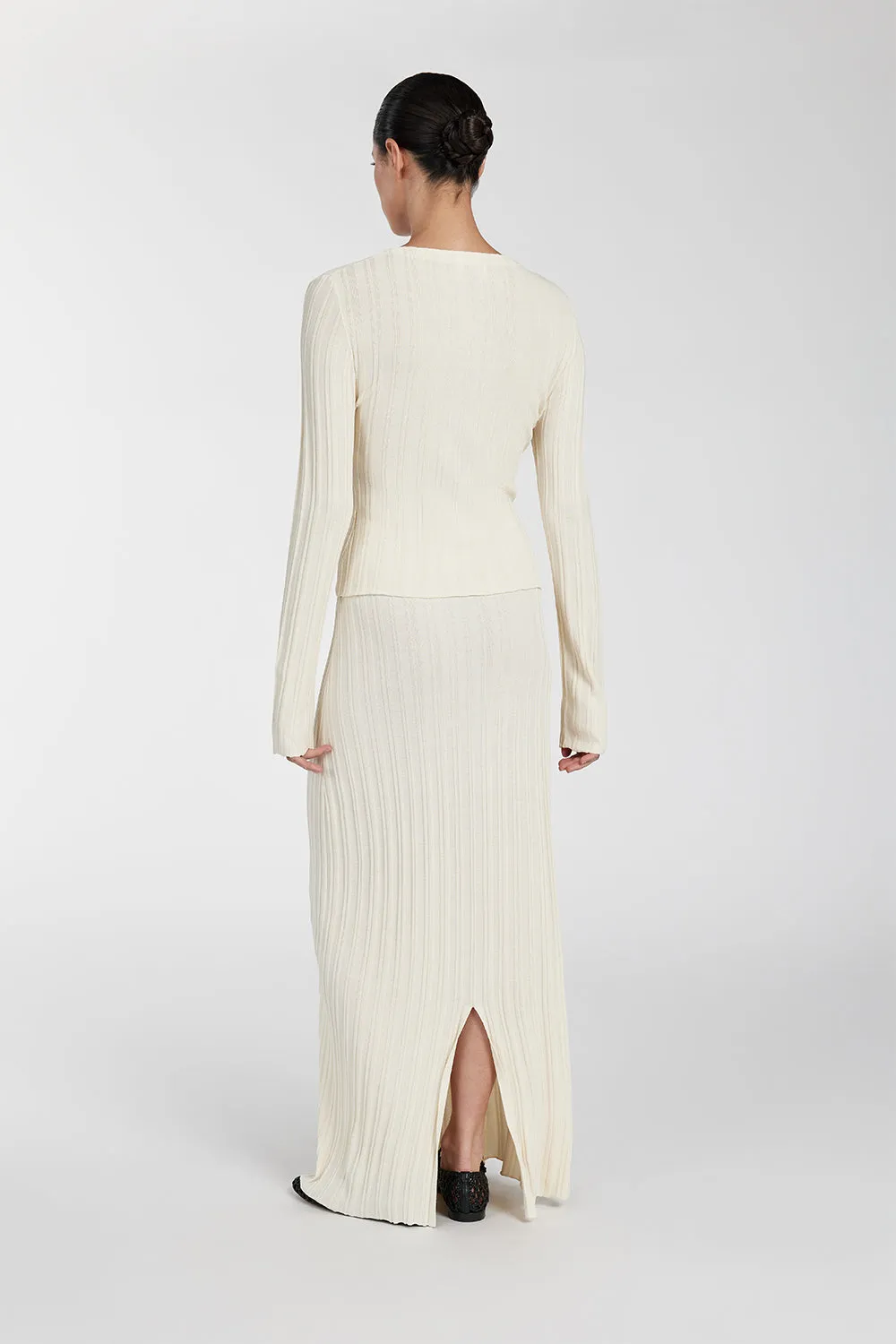 SYLVIA CREAM KNIT MIDI SKIRT