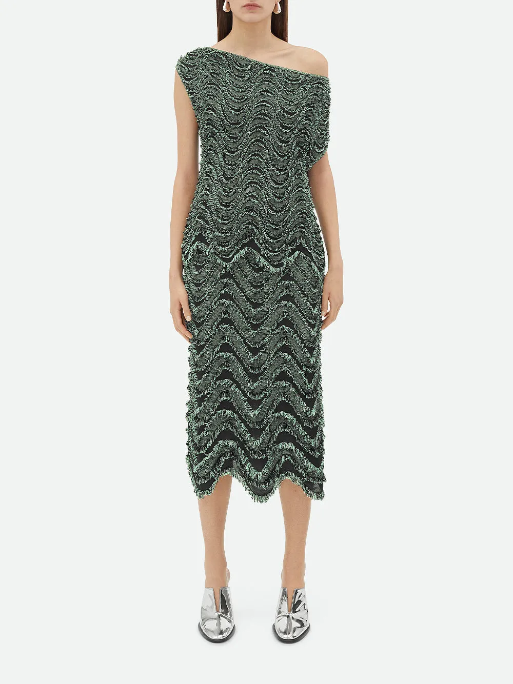 Textured Wave Midi Skirt