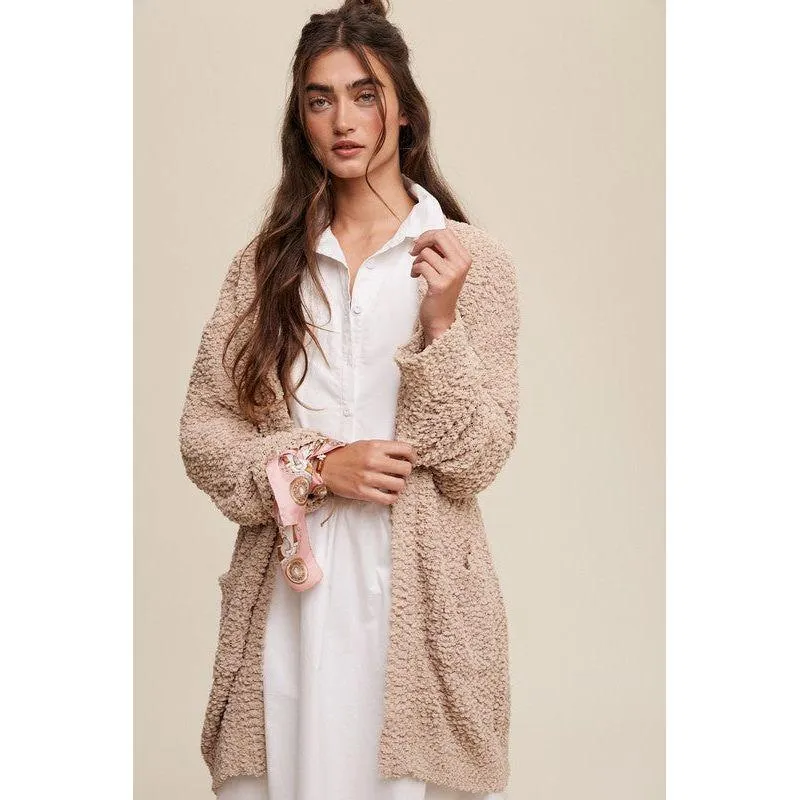 The Popcorn Open Knit Cardigan Sweater in Several Colors