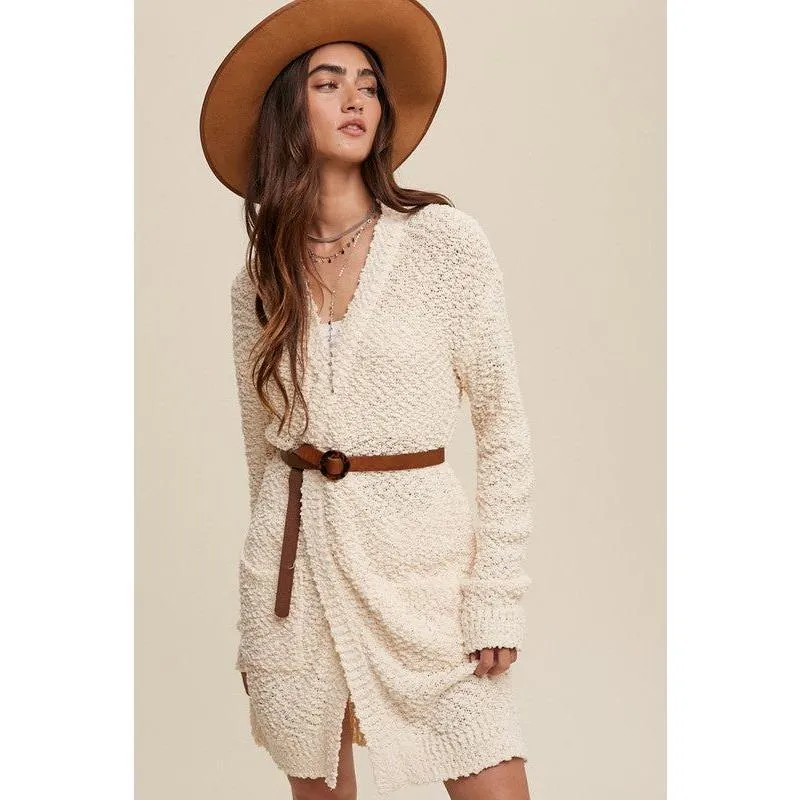 The Popcorn Open Knit Cardigan Sweater in Several Colors