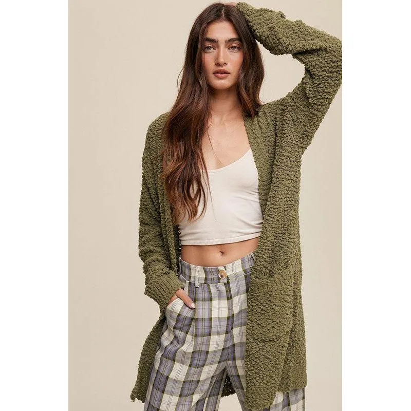 The Popcorn Open Knit Cardigan Sweater in Several Colors