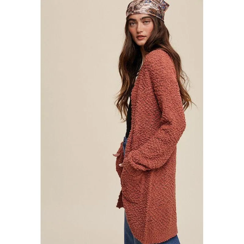 The Popcorn Open Knit Cardigan Sweater in Several Colors